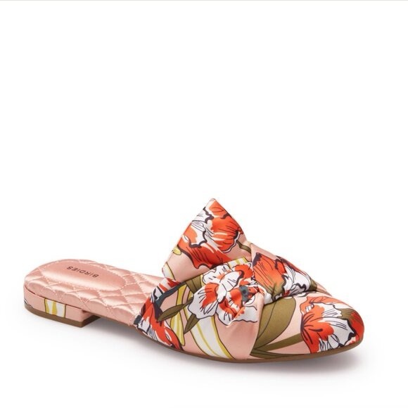 Birdies Songbird Mule Peach Floral Satin - Picture 2 of 7